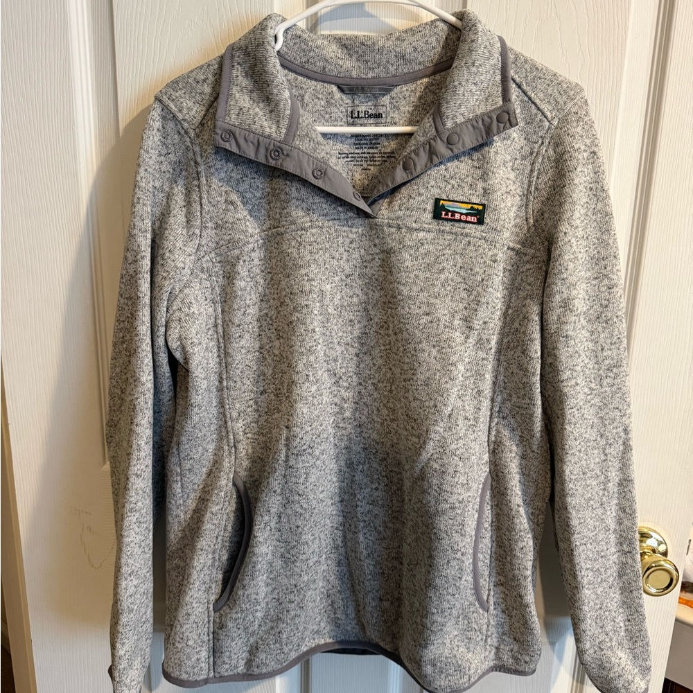 L.L. Bean Women's Heather Gray Snap-Front Fleece Pullover